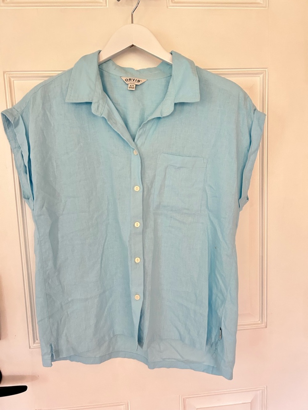 Orvis Light Blue Short Sleeve Button-Down Shirt